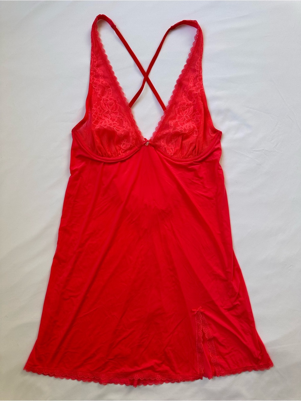 Victoria's Secret light red babydoll slip dress with lace detail